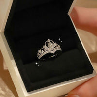 Thumbnail for CZ Inlaid Stackable Silver Crown Ring Set - ArtGalleryZen
