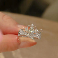Thumbnail for CZ Inlaid Stackable Silver Crown Ring Set - ArtGalleryZen