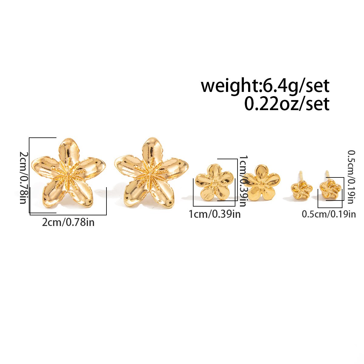 Dainty 3 Pairs Flower Earrings Set - ArtGalleryZen