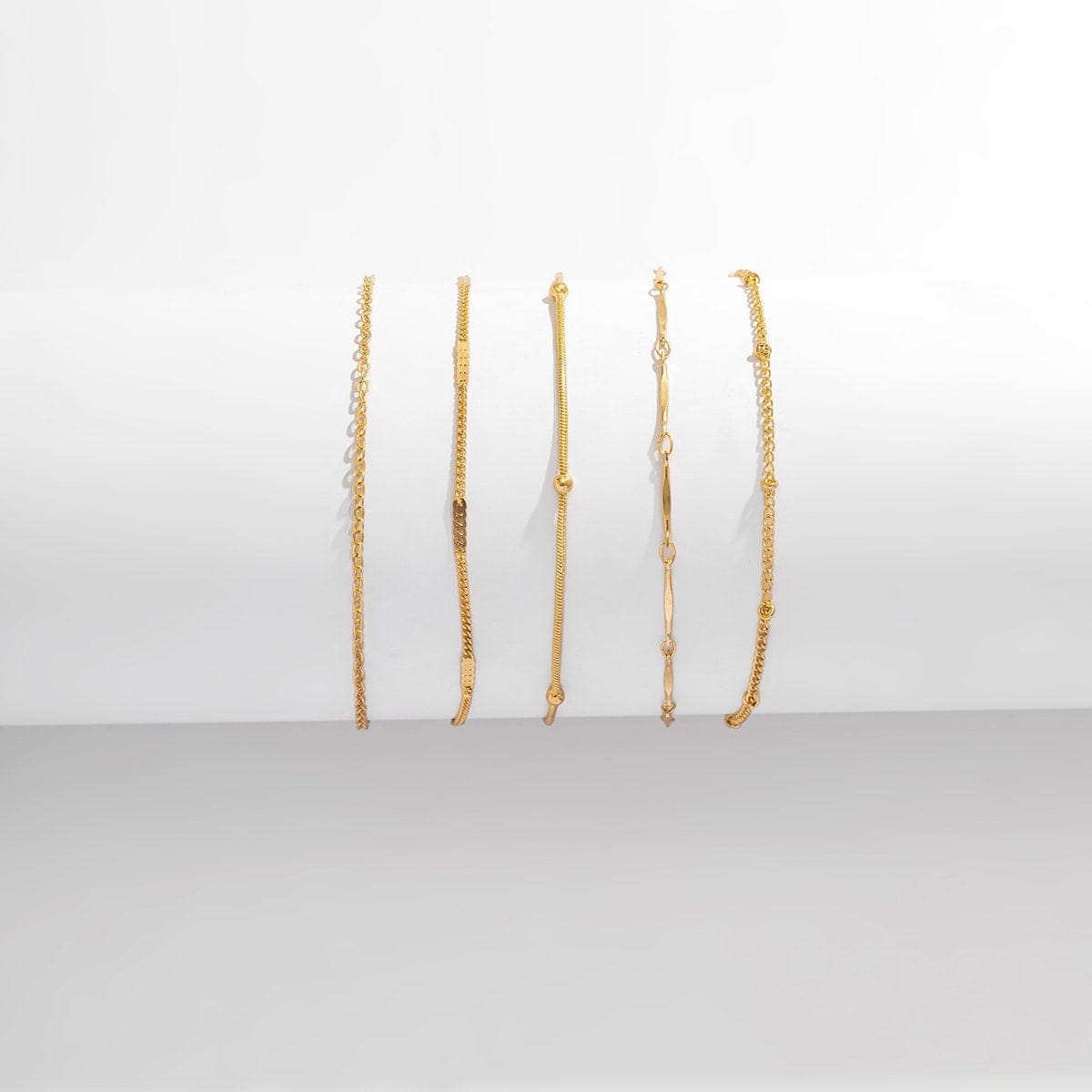 Dainty 5 Pieces Stackable Chain Anklet Set - ArtGalleryZen