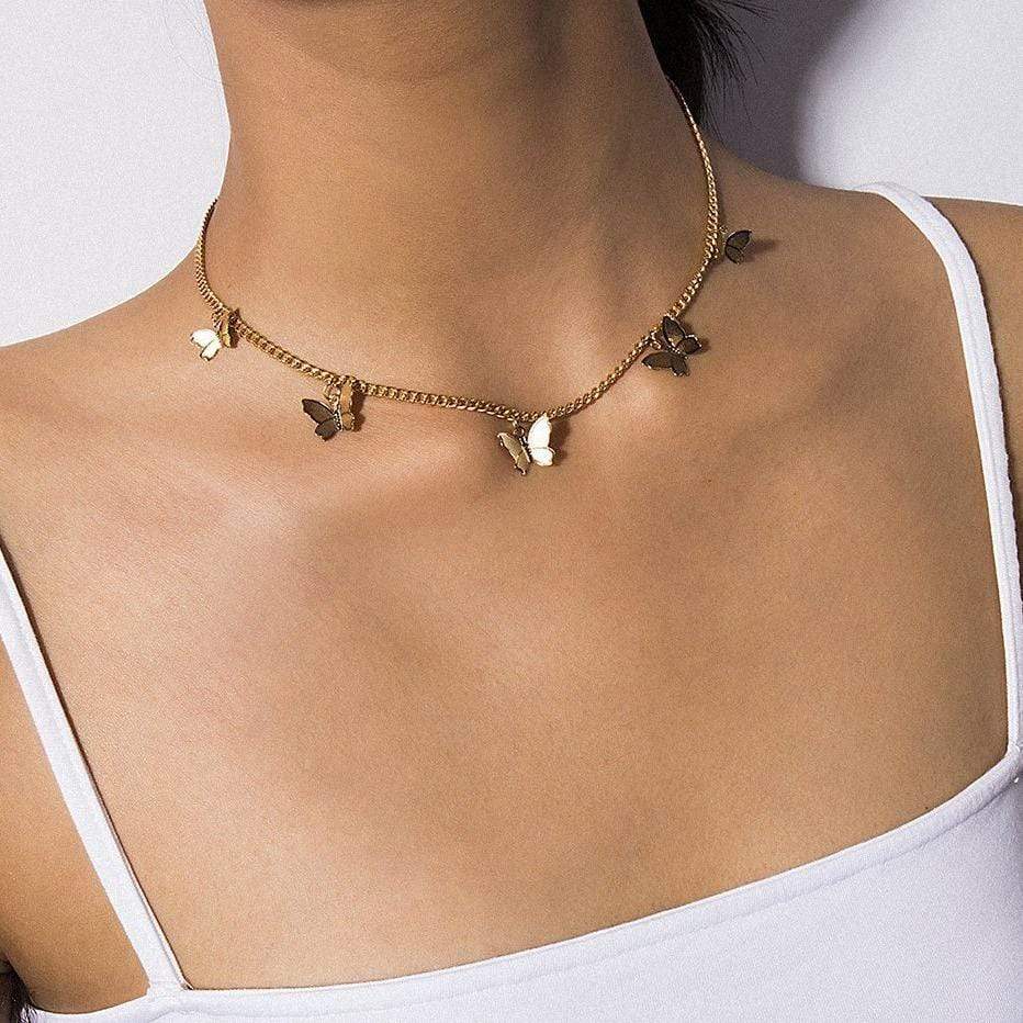 SILVER BUTTERFLY CHOKER necklace – Mazza Boutique