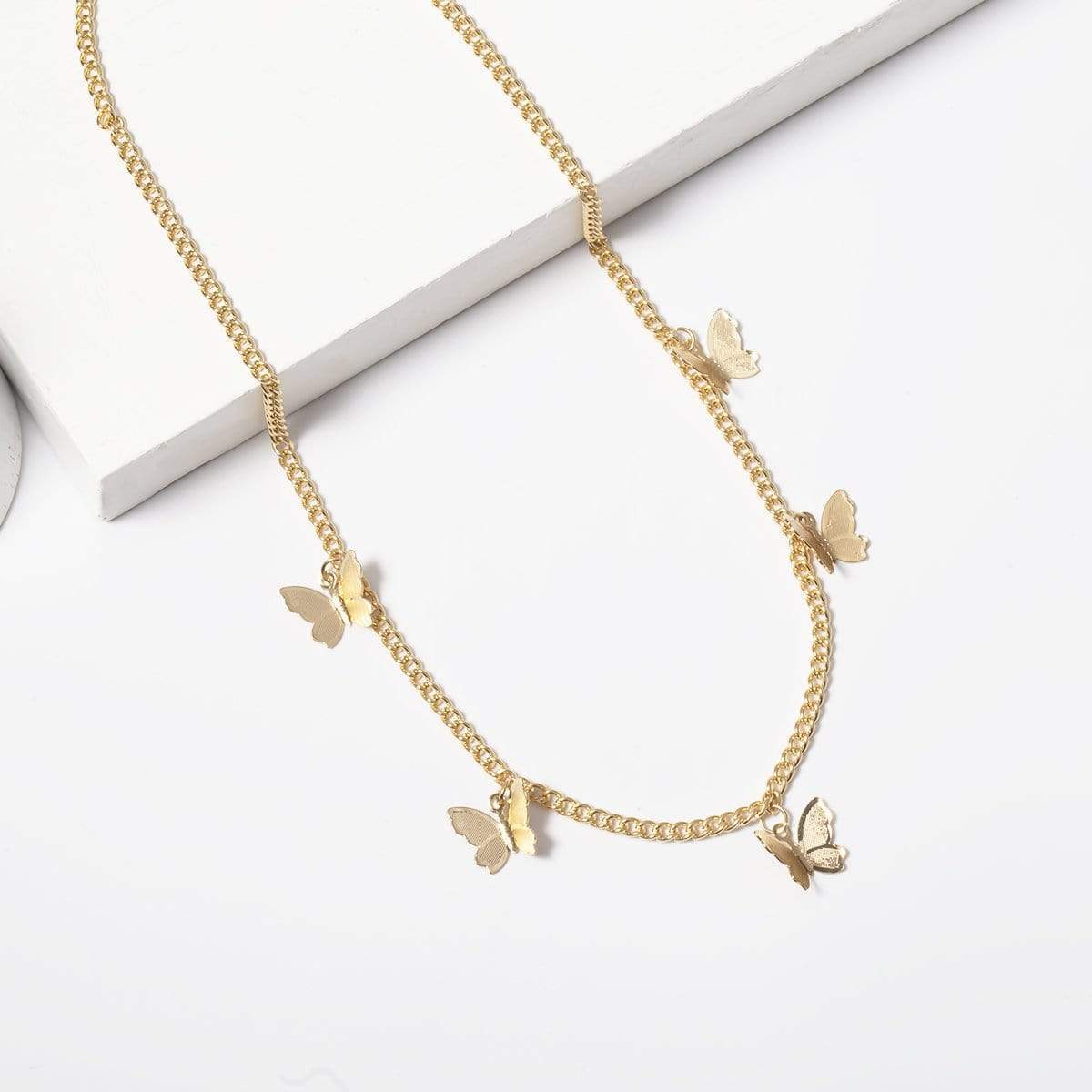 Minimalist Gold Silver Tone Butterfly Choker Necklace - ArtGalleryZen