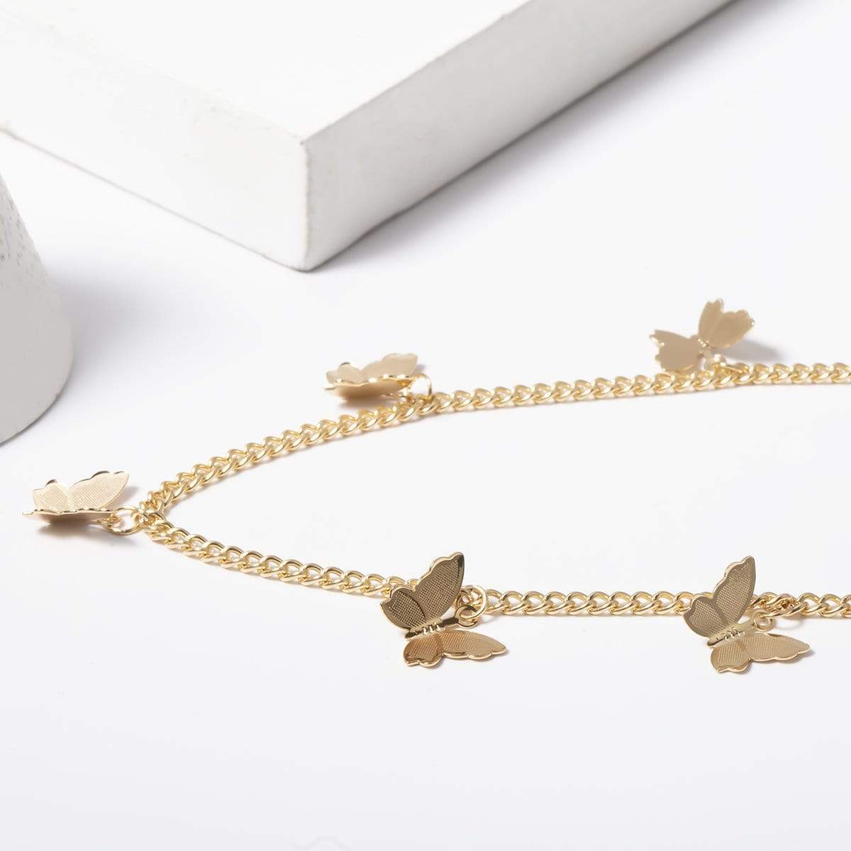 Minimalist Gold Silver Tone Butterfly Choker Necklace - ArtGalleryZen