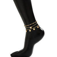 Thumbnail for Dainty Butterfly Tassel Heart Charm Anklet Set - ArtGalleryZen