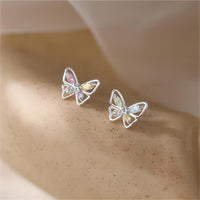 Thumbnail for Dainty Colorful CZ Inlaid Silver Butterfly Earrings - ArtGalleryZen