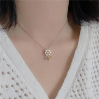 Thumbnail for Dainty Crystal Daisy Flower Necklace Earrings Set - ArtGalleryZen