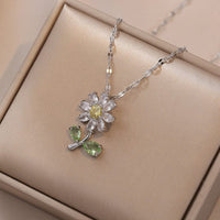 Thumbnail for Dainty Crystal Daisy Flower Necklace Earrings Set - ArtGalleryZen