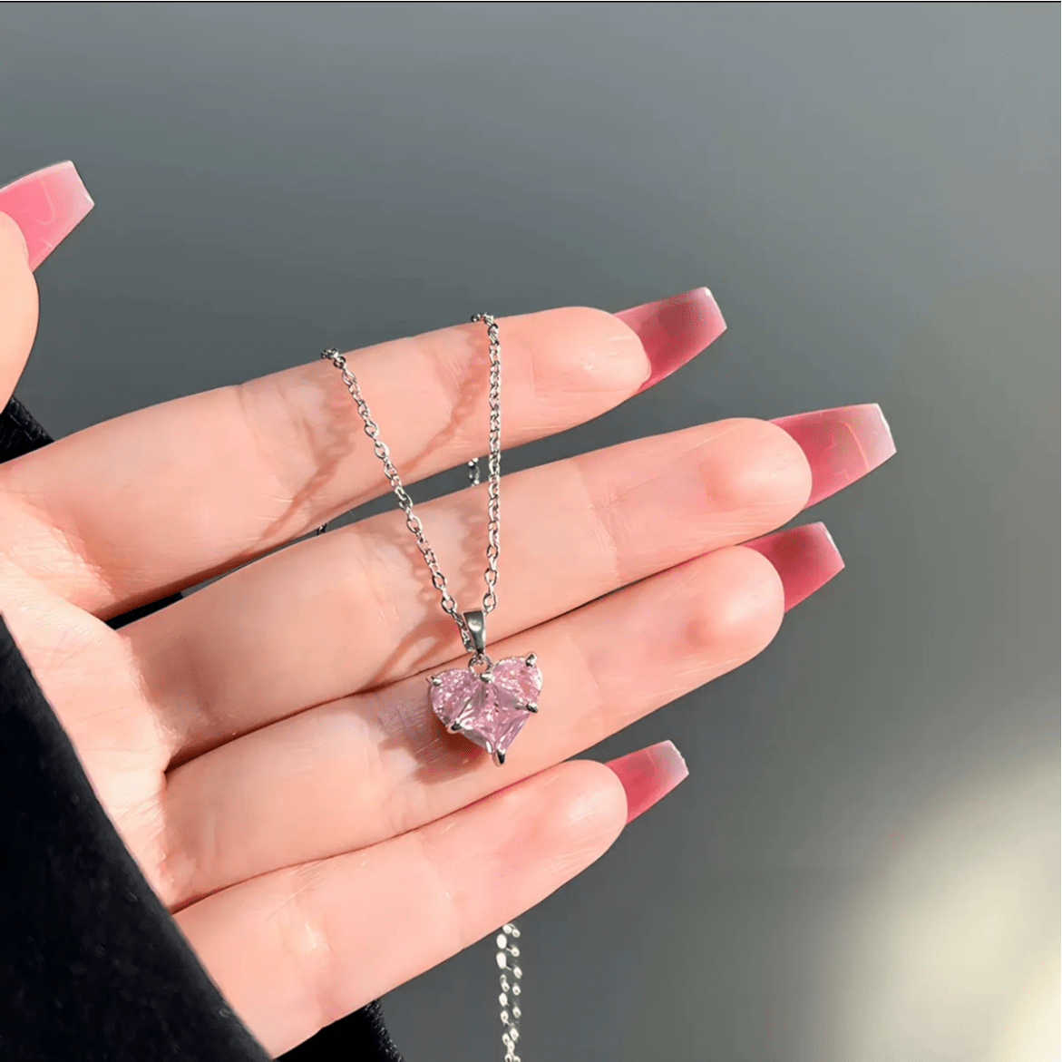Dainty Crystal Heart Pendant Necklace - ArtGalleryZen