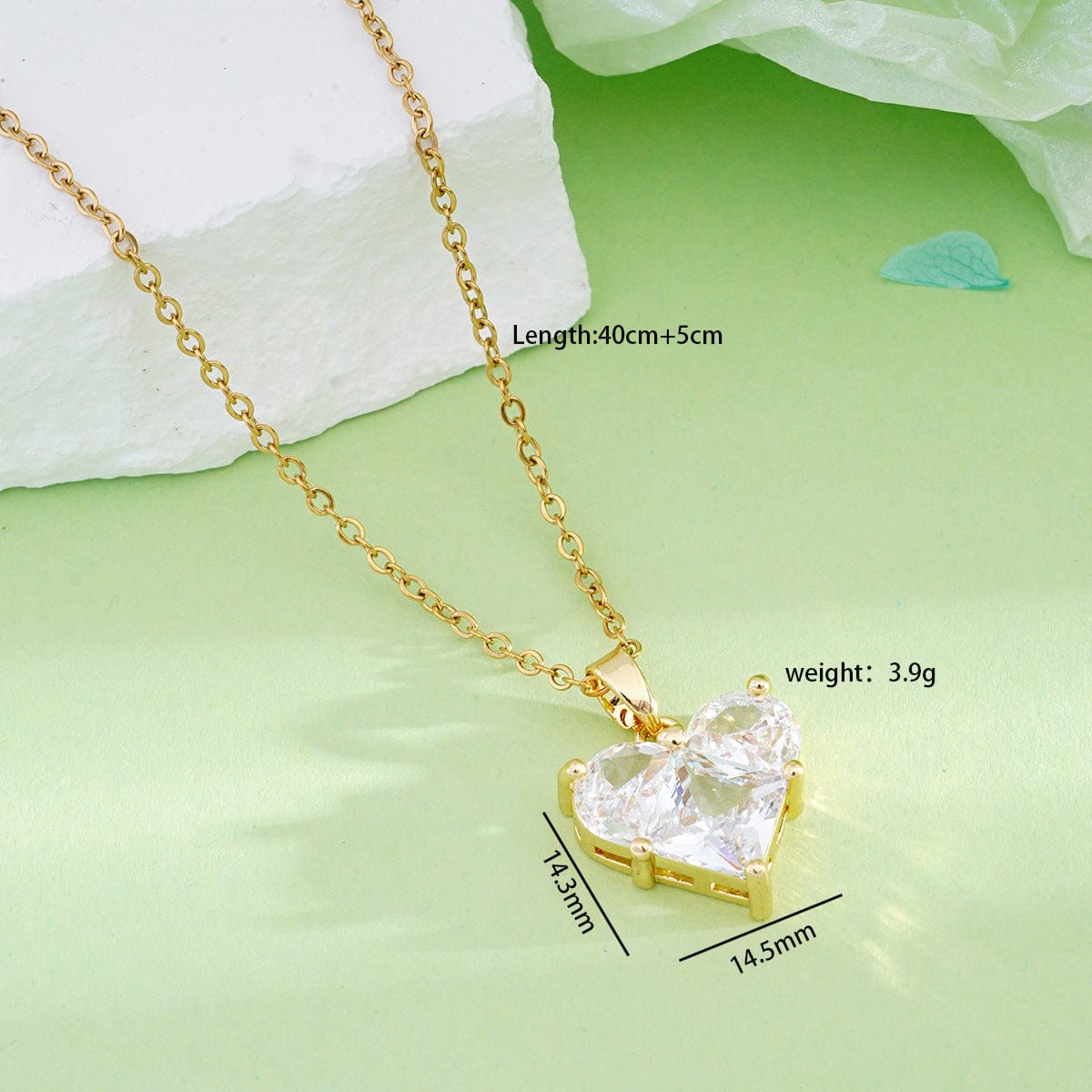Dainty Crystal Heart Pendant Necklace - ArtGalleryZen