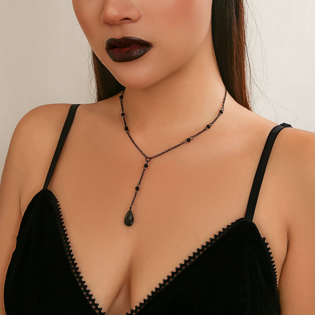 Dainty Crystal Pendant Y Necklace - ArtGalleryZen