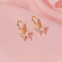 Thumbnail for Dainty CZ Inlaid Butterfly Huggie Hoop Earrings - ArtGalleryZen