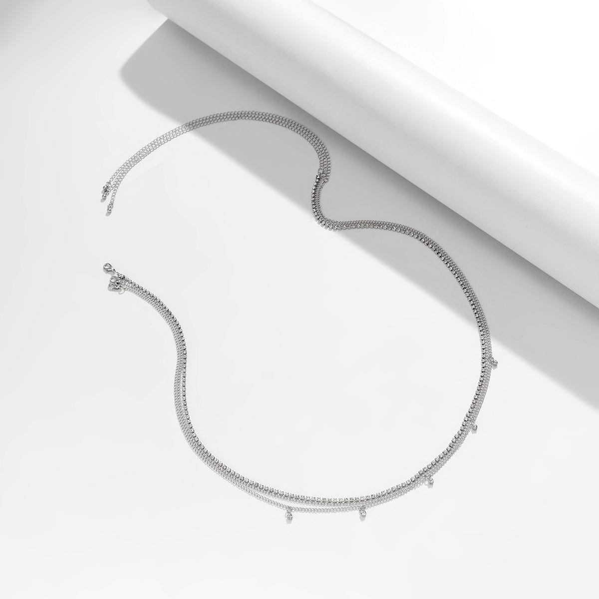 Dainty CZ Inlaid Crystal Tassel Waist Chain Set - ArtGalleryZen
