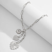 Thumbnail for Dainty CZ Inlaid Heart Sun Pendant Paperclip Chain Y Necklace - ArtGalleryZen