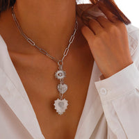 Thumbnail for Dainty CZ Inlaid Heart Sun Pendant Paperclip Chain Y Necklace - ArtGalleryZen