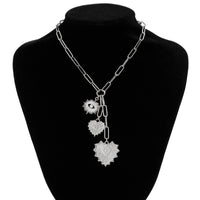 Thumbnail for Dainty CZ Inlaid Heart Sun Pendant Paperclip Chain Y Necklace - ArtGalleryZen