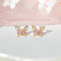 Thumbnail for Dainty CZ Inlaid Hollowed-out Butterfly Earrings - ArtGalleryZen