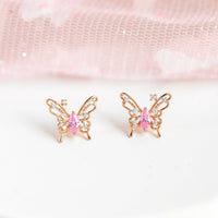 Thumbnail for Dainty CZ Inlaid Hollowed-out Butterfly Earrings - ArtGalleryZen
