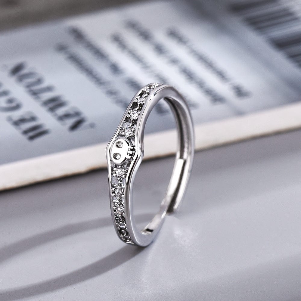 Dainty CZ Inlaid Kuromi Baku Pattern Matching Open Ring - ArtGalleryZen