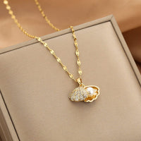 Thumbnail for Dainty CZ Inlaid Pearl Shell Pendant Chain Necklace - ArtGalleryZen
