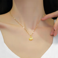 Thumbnail for Dainty CZ Inlaid Pearl Shell Pendant Chain Necklace - ArtGalleryZen