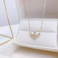 Thumbnail for Dainty CZ Inlaid Rolling Crystal Angel Wings Necklace - ArtGalleryZen