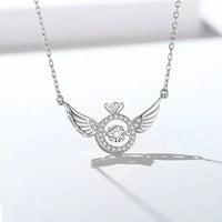 Thumbnail for Dainty CZ Inlaid Rolling Crystal Angel Wings Necklace - ArtGalleryZen