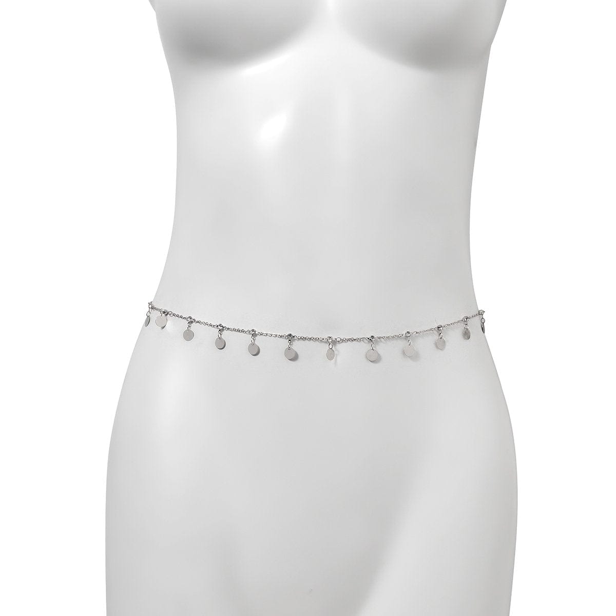 Dainty CZ Inlaid Sequins Tassel Belly Chain - ArtGalleryZen
