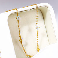 Thumbnail for Dainty Handmade 18K Gold Crystal Flower Necklace - ArtGalleryZen