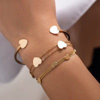Thumbnail for Dainty Heart Charm Stackable Bangle Bracelet Set - ArtGalleryZen