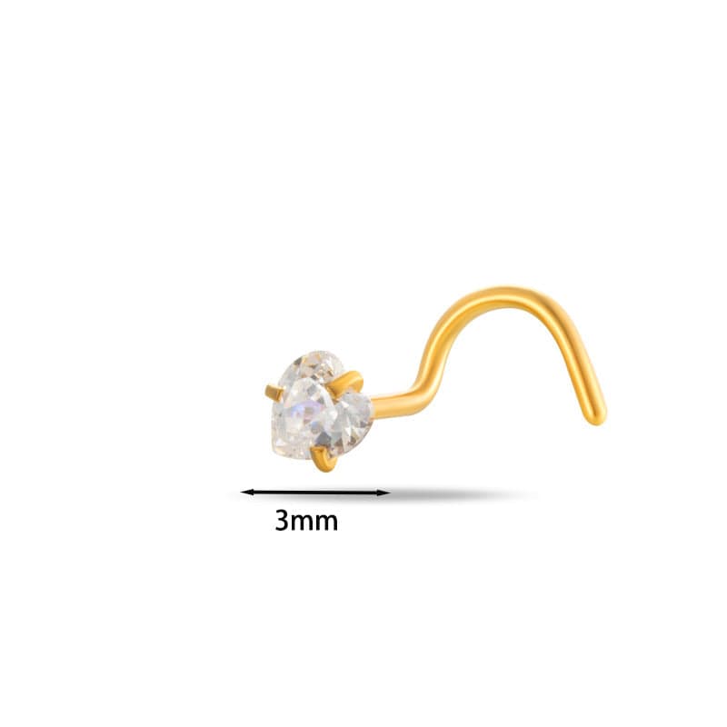 Dainty Heart Star CZ Stainless Steel Nose Piercing Nose Stud - ArtGalleryZen