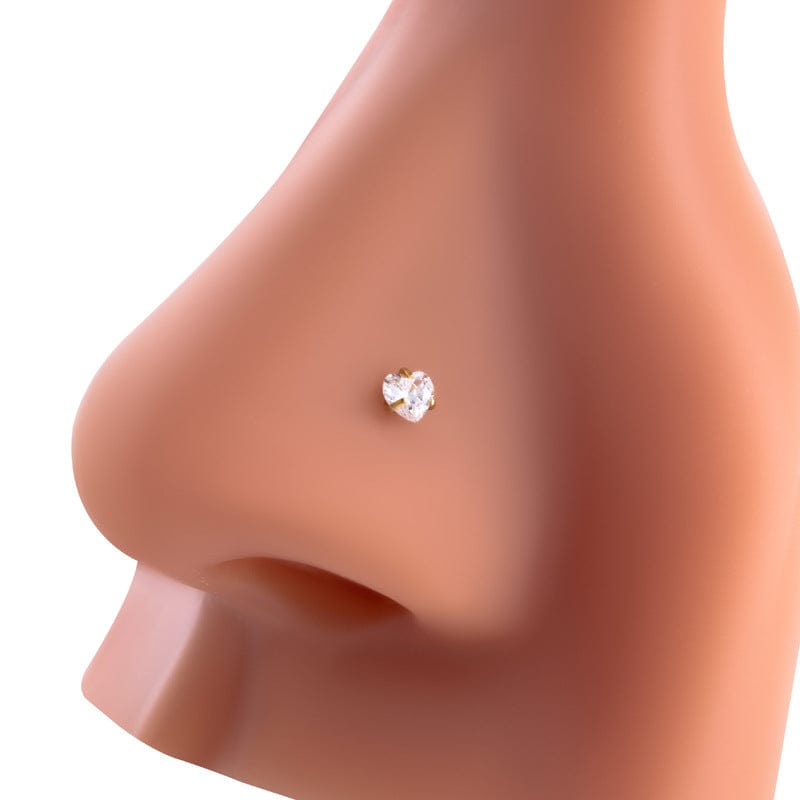 Dainty Heart Star CZ Stainless Steel Nose Piercing Nose Stud - ArtGalleryZen
