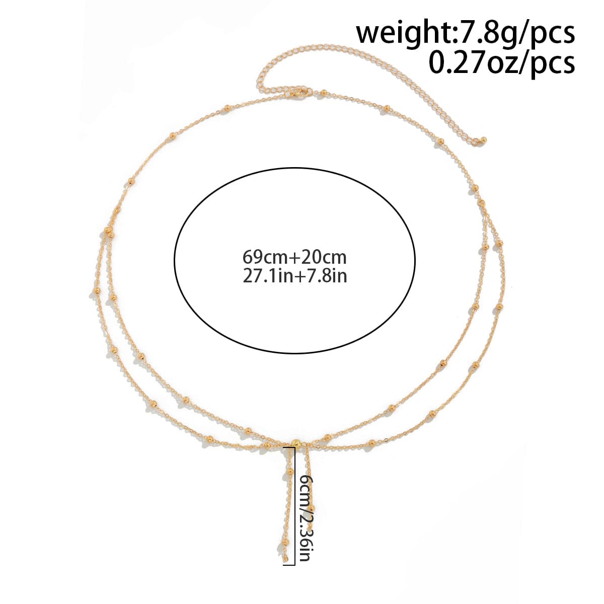 Dainty Layered Gold Silver Tone Saturn Belly Chain - ArtGalleryZen