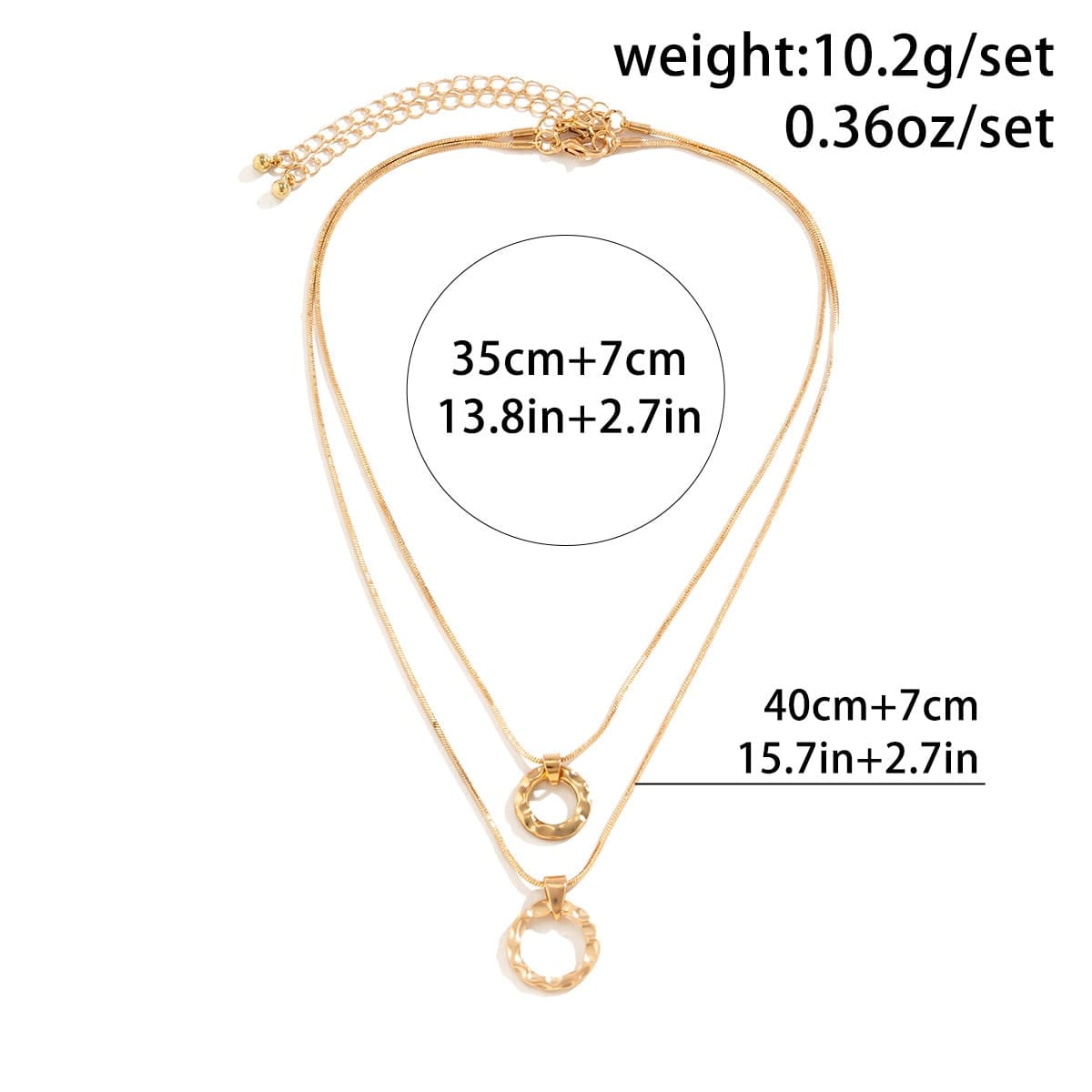 Dainty Layered Metallic Halo Pendant Chain Necklace Set - ArtGalleryZen
