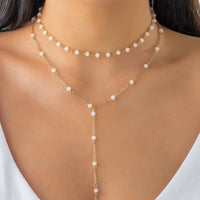 Thumbnail for Dainty Layered Natural Crystal Y Necklace Set - ArtGalleryZen