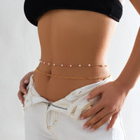 Thumbnail for Dainty Layered Paperclip Pearl Belly Chain Set - ArtGalleryZen