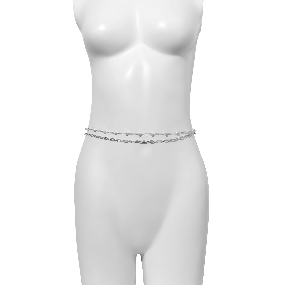 Dainty Layered Paperclip Pearl Belly Chain Set - ArtGalleryZen