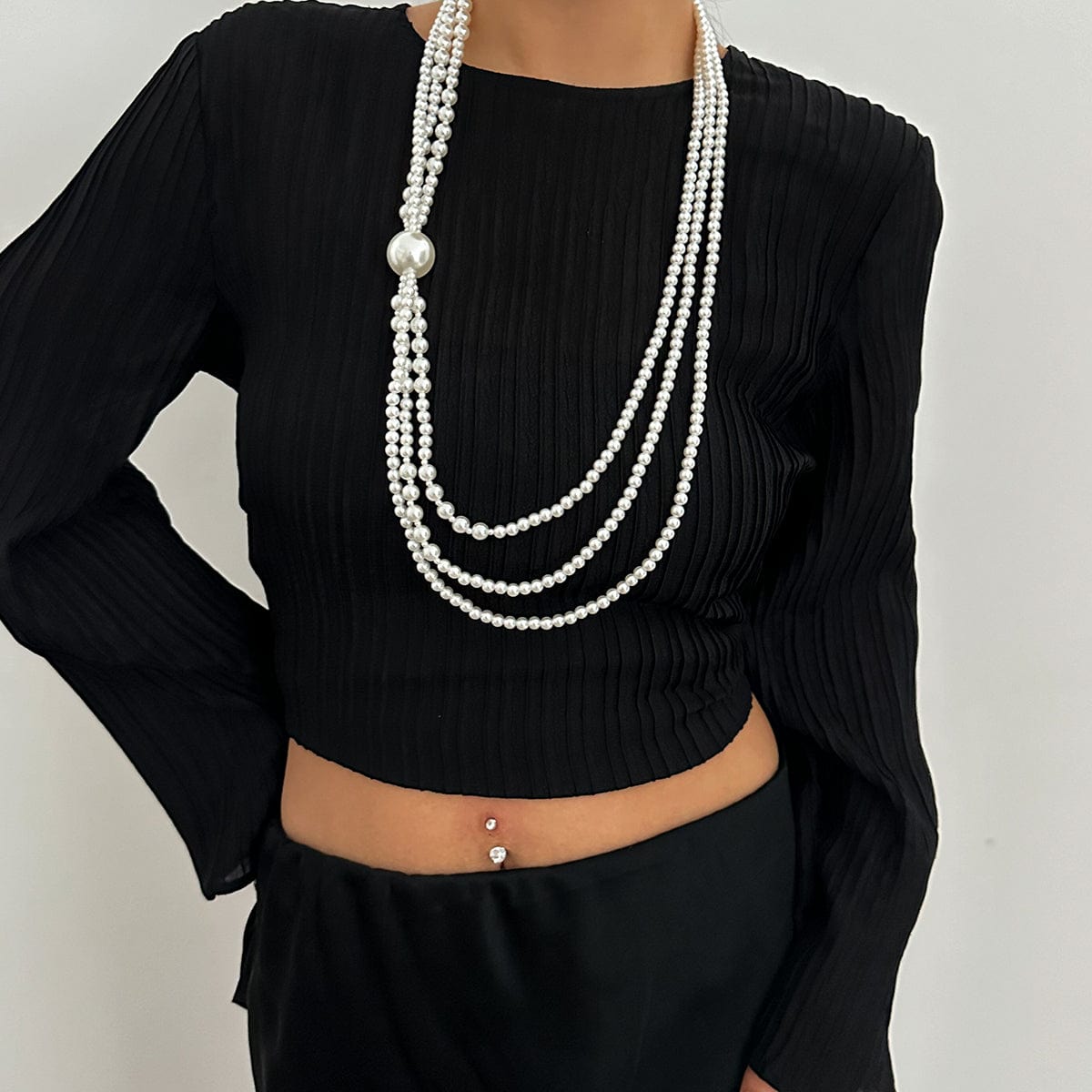 Dainty Layered Pearl Chain Necklace - ArtGalleryZen