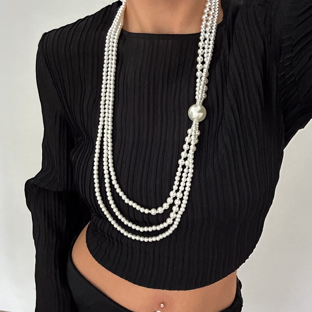 Dainty Layered Pearl Chain Necklace - ArtGalleryZen