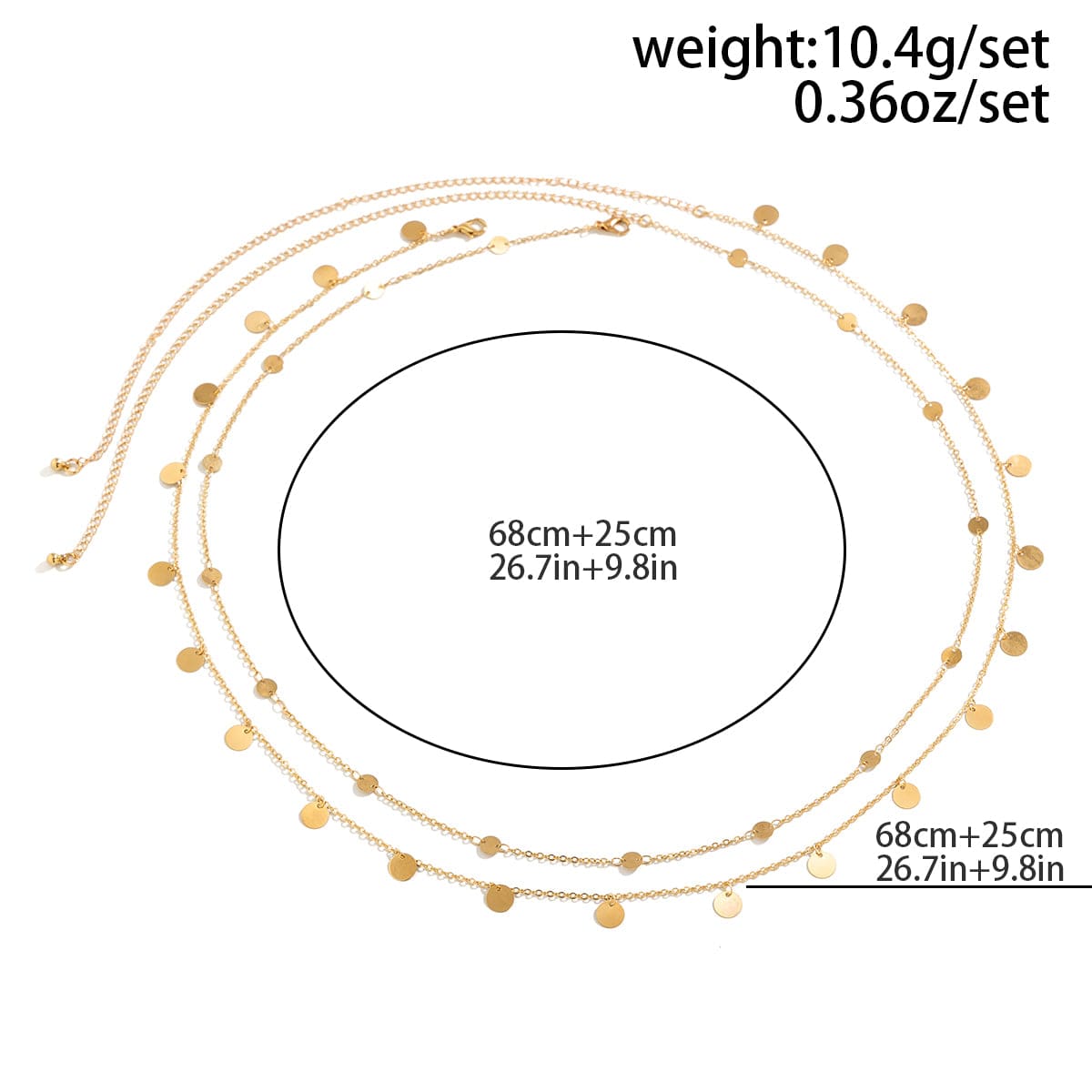 Dainty Layered Sequin Tassel Saturn Belly Chain Set - ArtGalleryZen