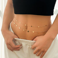 Thumbnail for Dainty Layered Sequin Tassel Saturn Belly Chain Set - ArtGalleryZen