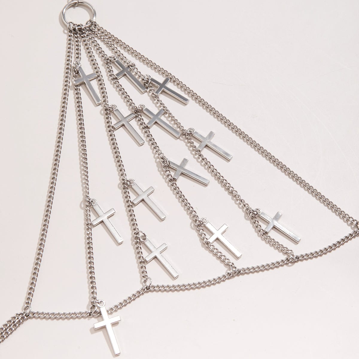 Dainty Layered Silver Tone Cross Tassel Body Chain Bra – ArtGalleryZen