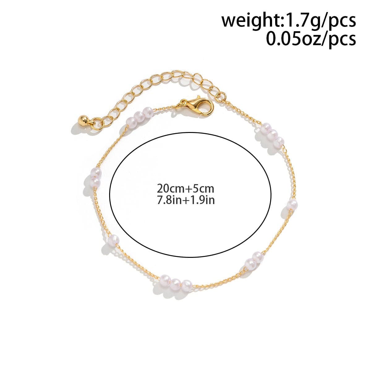 Dainty Pearl Charm Cable Chain Anklet - ArtGalleryZen