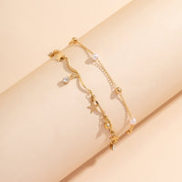 Thumbnail for Dainty Pearl Charm Crystal Star Tassel Anklet Set - ArtGalleryZen