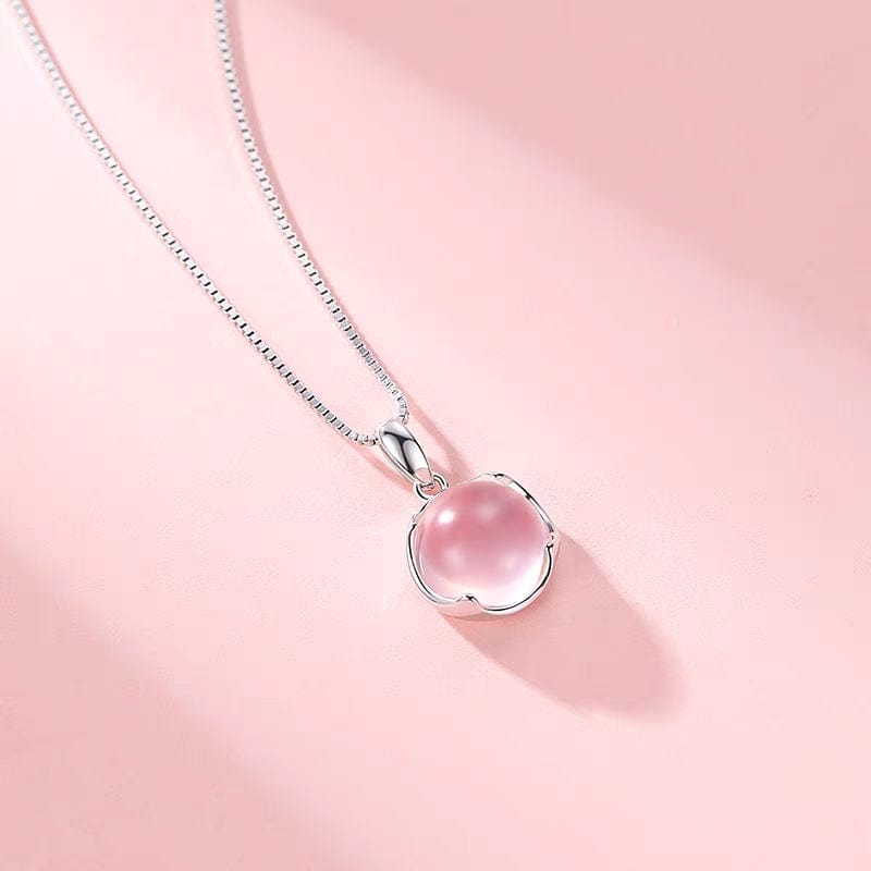 Dainty Pink Crystal Pendant Necklace - ArtGalleryZen