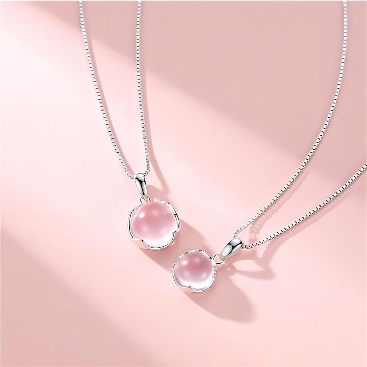 Dainty Pink Crystal Pendant Necklace - ArtGalleryZen