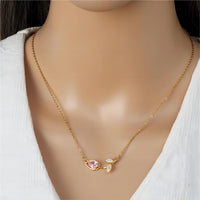 Thumbnail for Dainty Pink Crystal Tulip Chain Necklace - ArtGalleryZen