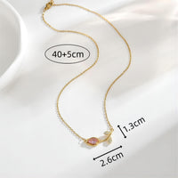 Thumbnail for Dainty Pink Crystal Tulip Chain Necklace - ArtGalleryZen