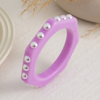 Thumbnail for Dainty Polygon Pearl Resin Bangle Bracelet - ArtGalleryZen