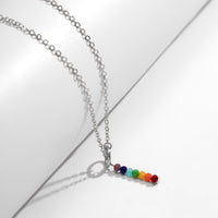 Thumbnail for Dainty Rainbow Beaded Crystal Y Necklace - ArtGalleryZen