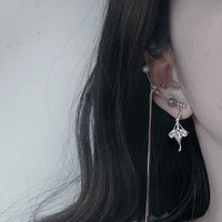 Thumbnail for Dainty Rhinestone Inlaid Ballet Dancer Dangle Long Chain Ear Clip Earring - ArtGalleryZen